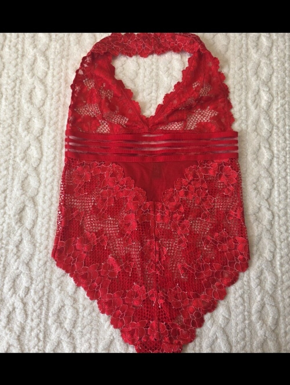 iCollection Red Lace Halter Teddy Bodysuit Lingerie M